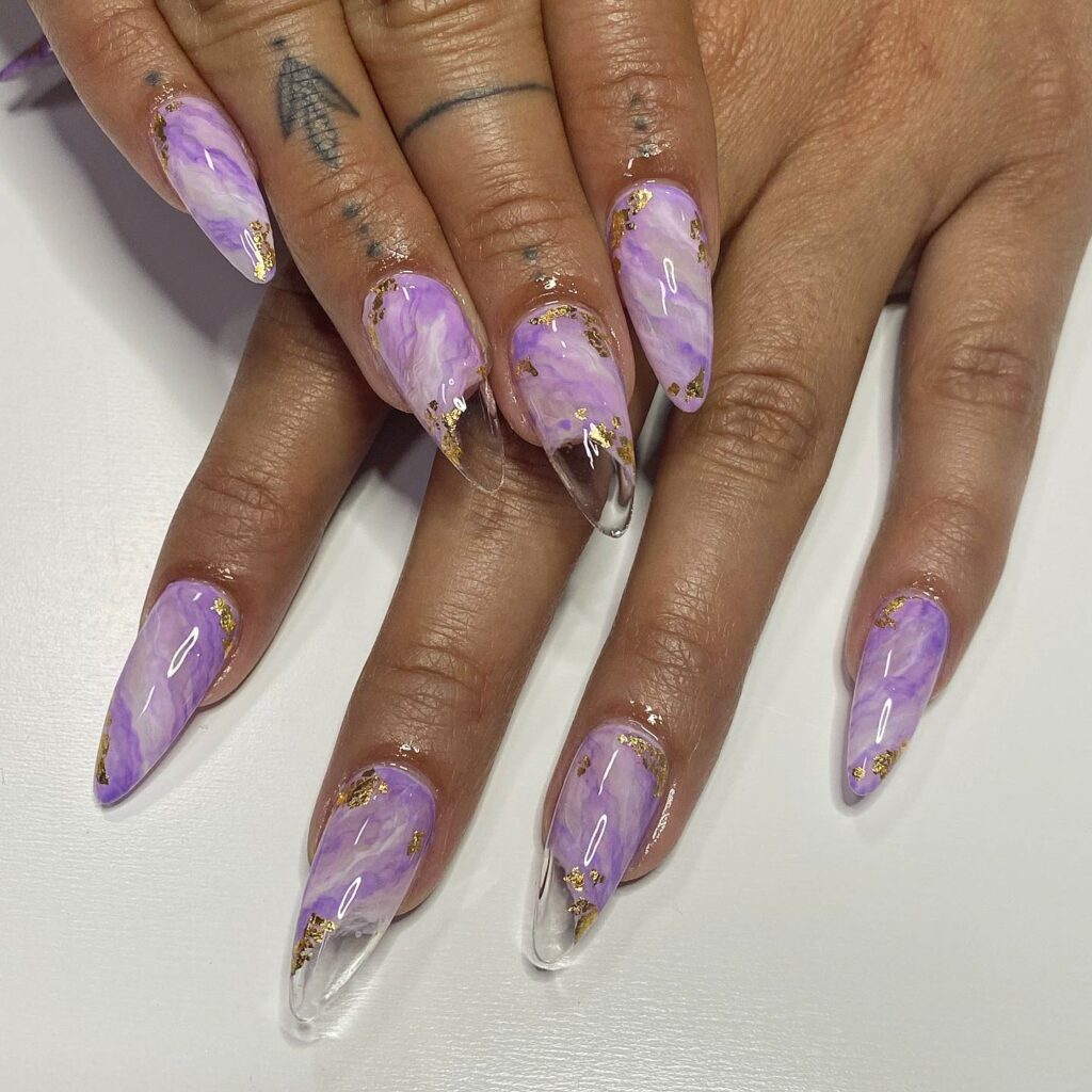 Marble Light Purple nails