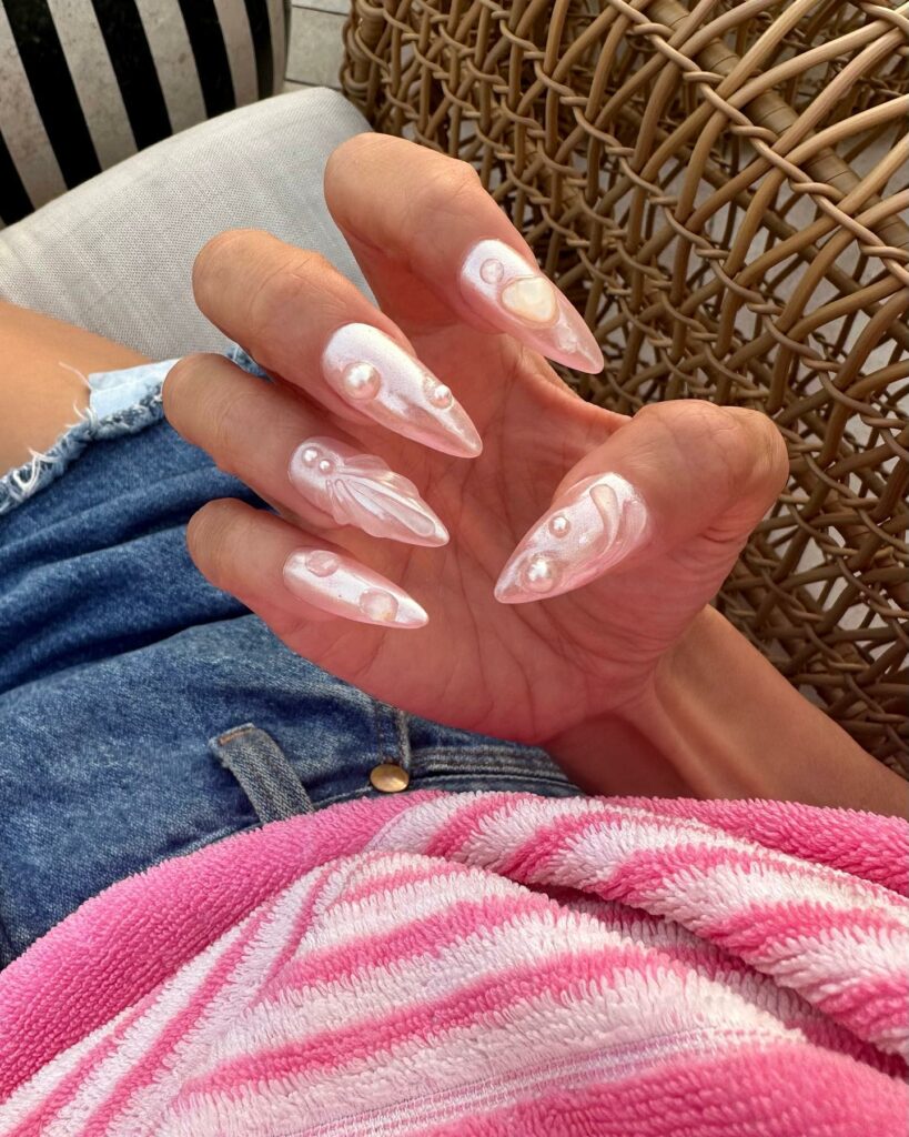 Mesmerizing Marble-Effect Mermaid Nails