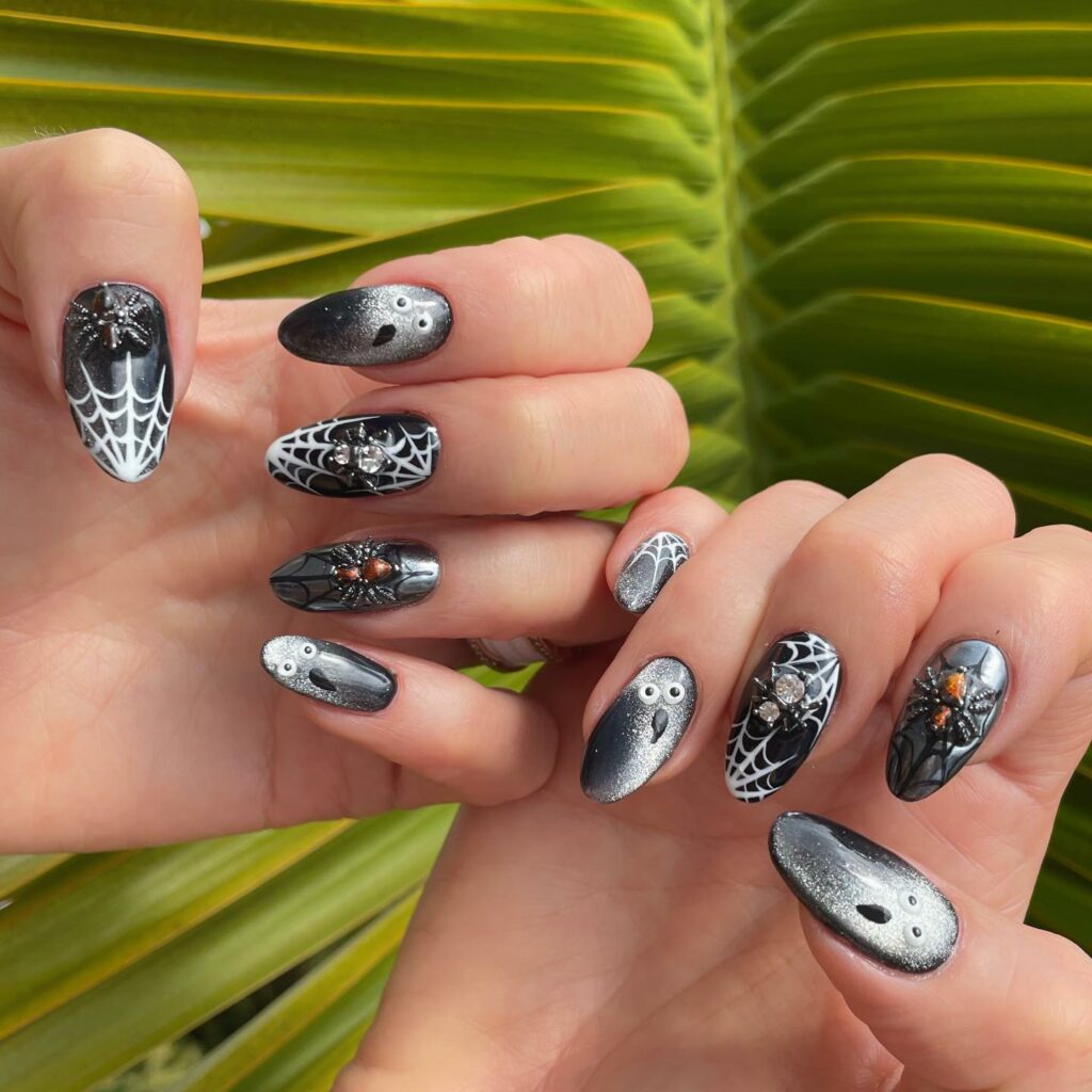 Marble spider web nails
