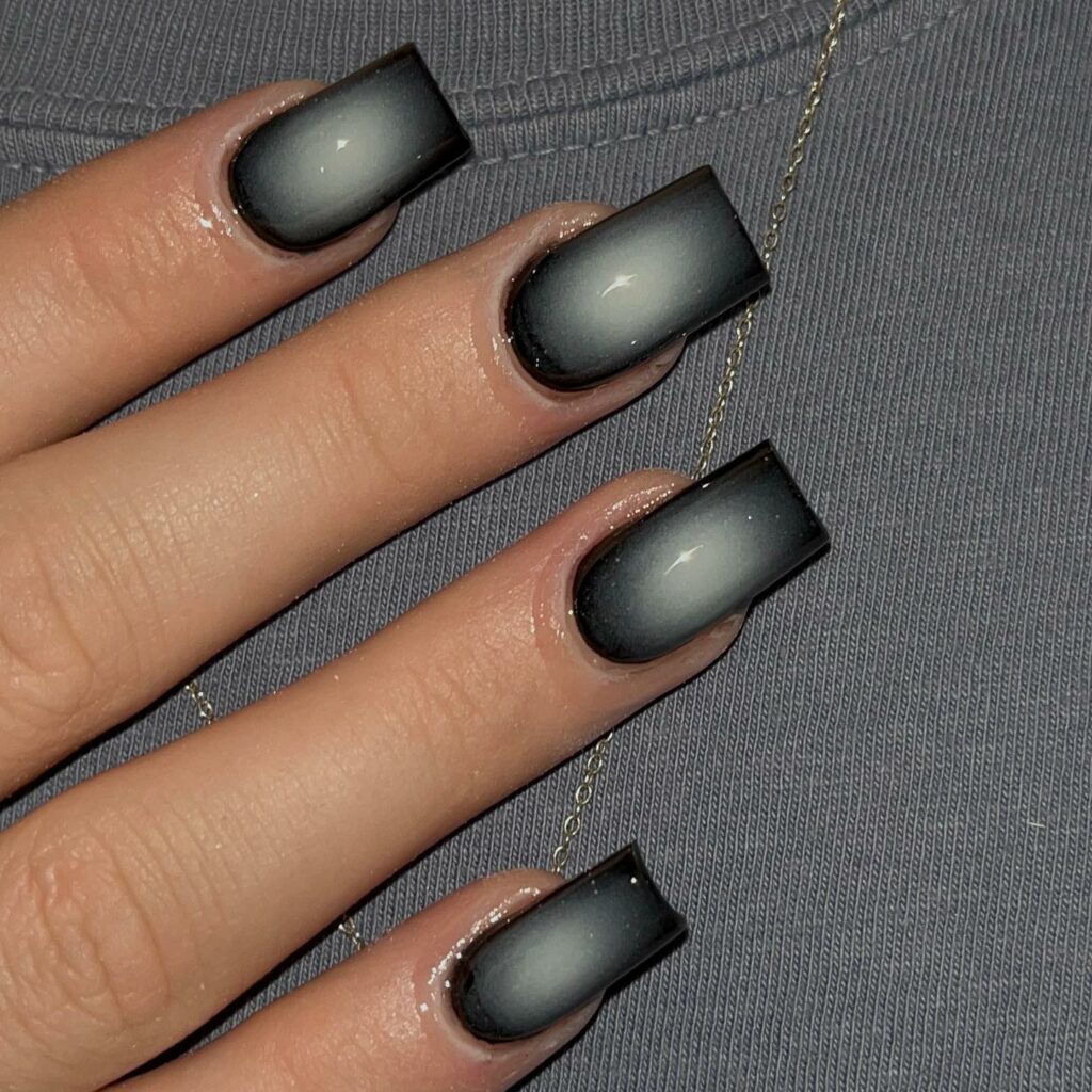 Matte Black Ombré Nails