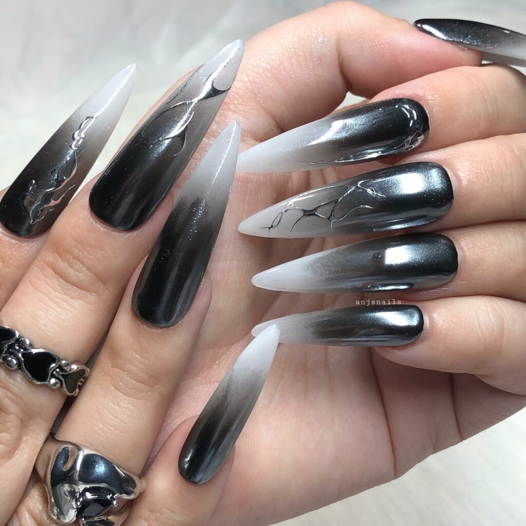 Metallic Black Ombré Nails