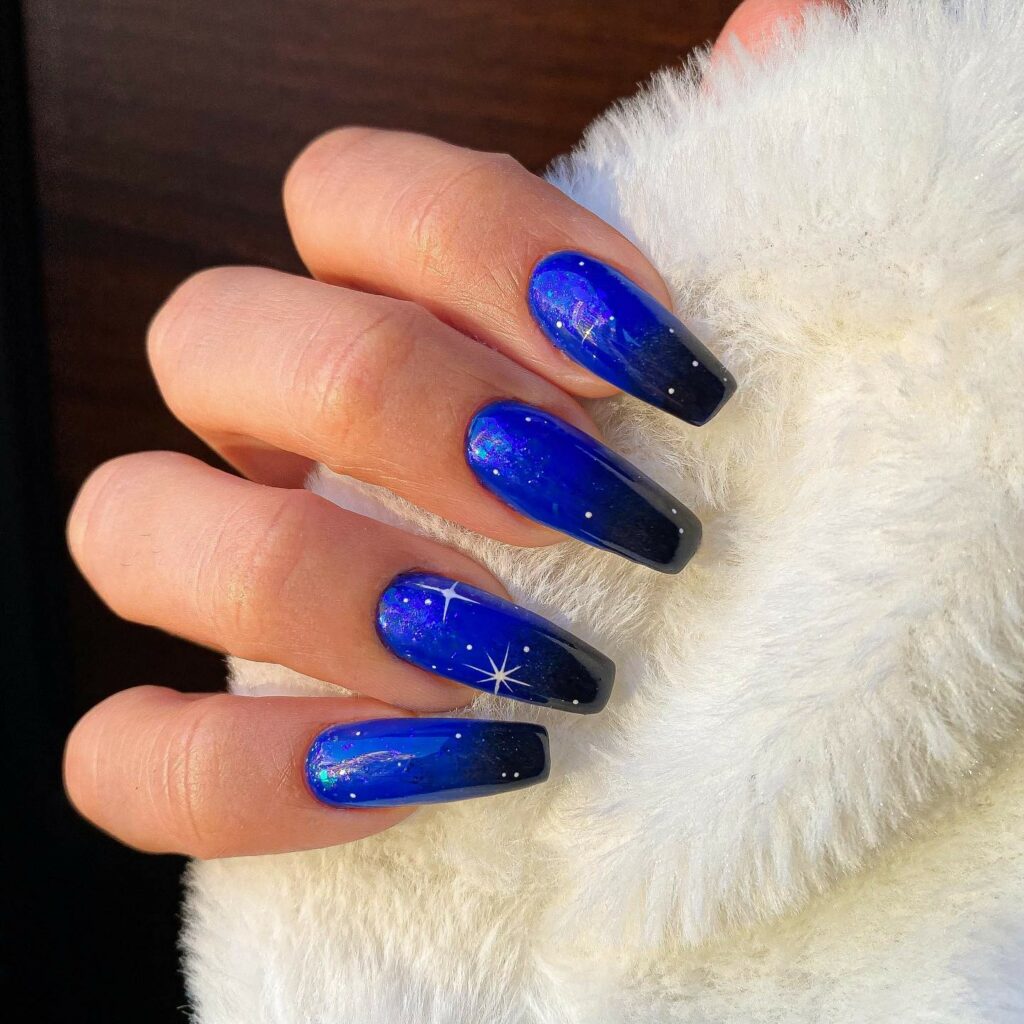 Midnight Sky blue ombre nails
