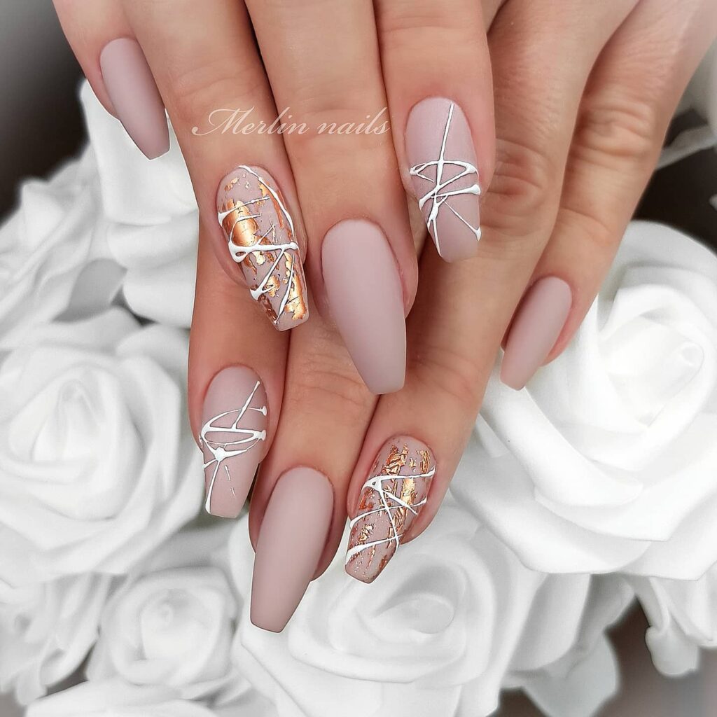 Milky Matte Pink rose gold nails