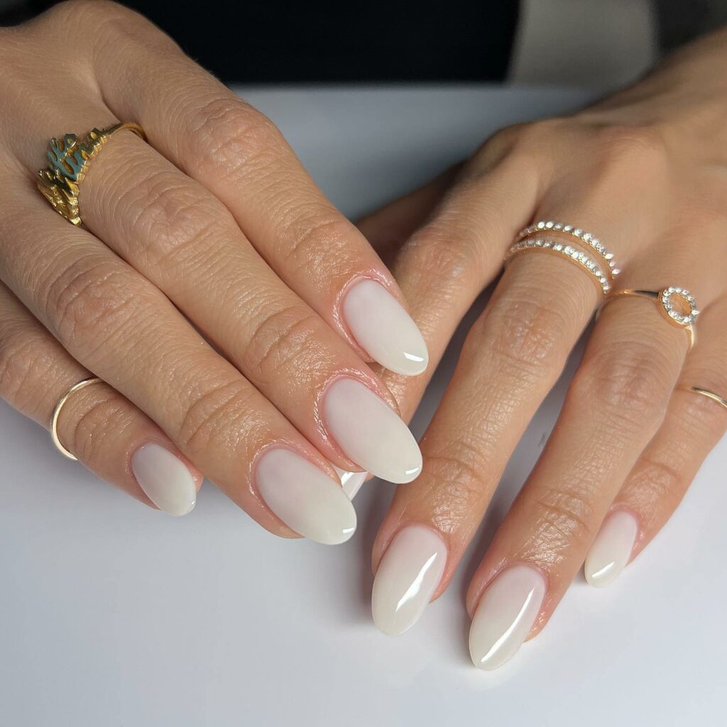 Pristine Milky White Cloud Nails
