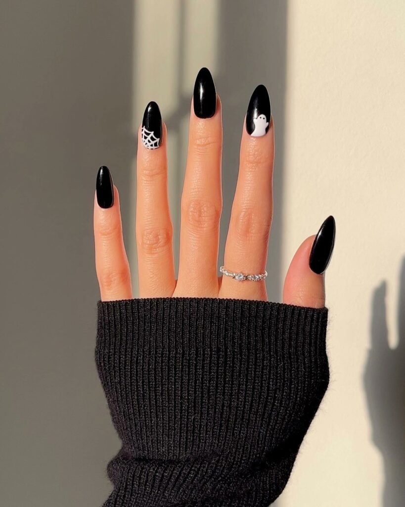 Minimalistic Black Halloween Nails