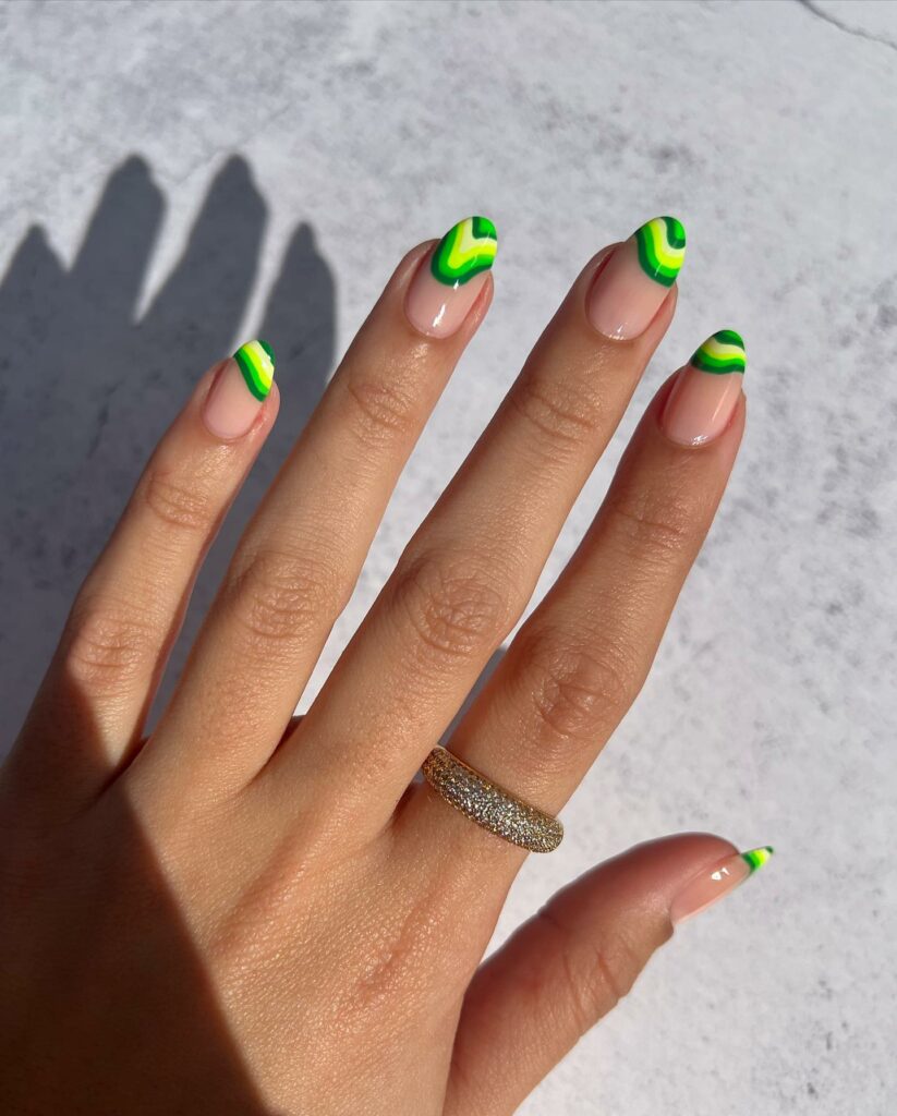Multiple Layers of Light Green Nails
