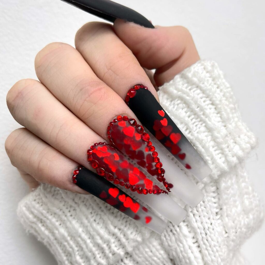 Red Acrylics with Sensual Heart Designs
