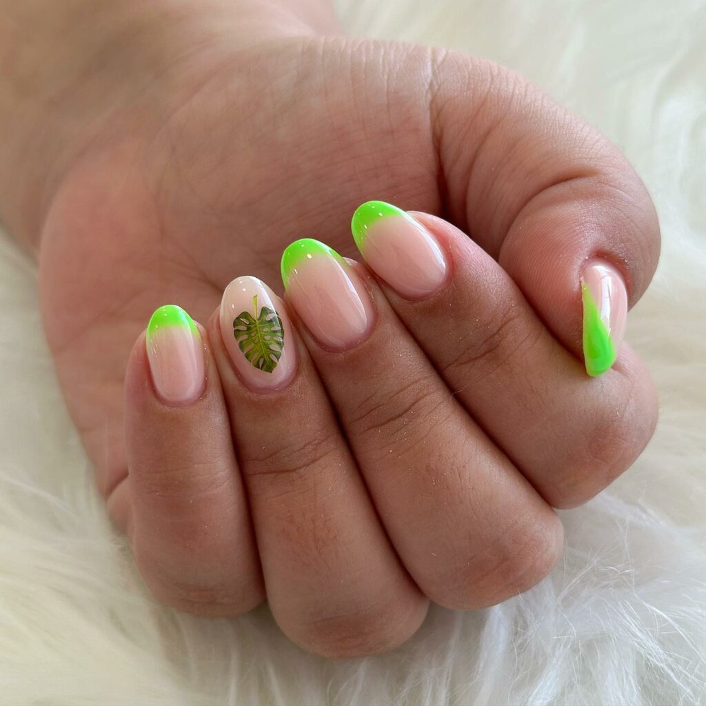 Nude Light Green Nails