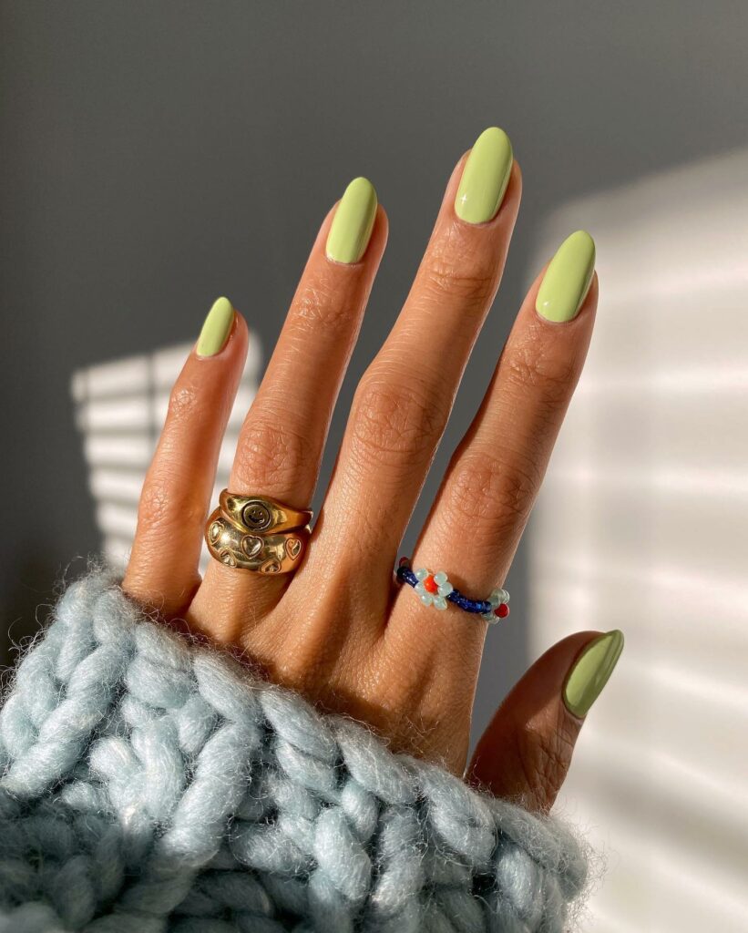 Neon Green Nails With Rhinestone Accents.  Neon green nails, Green nails,  Neon nails