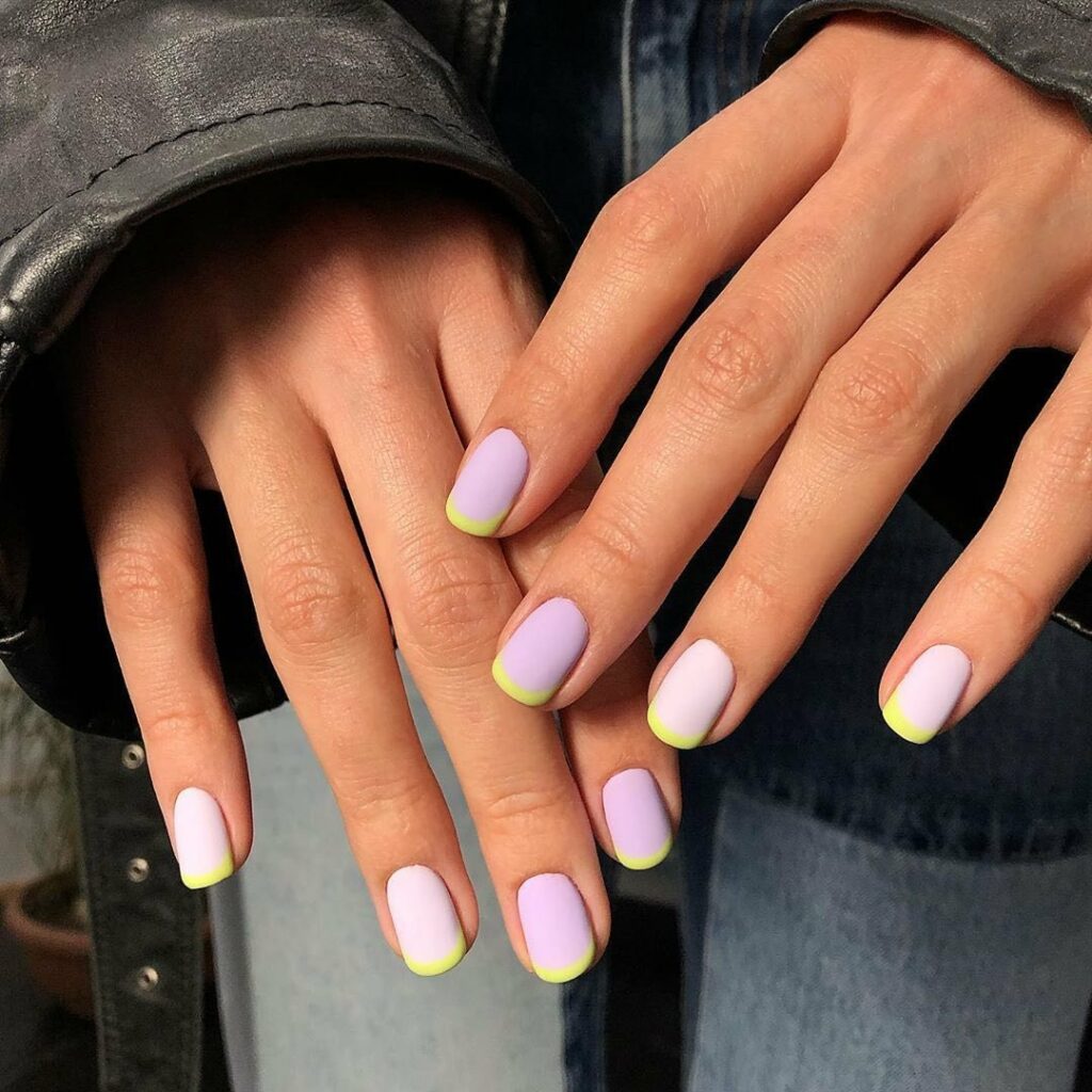 Neon and Pastel Short French Nails