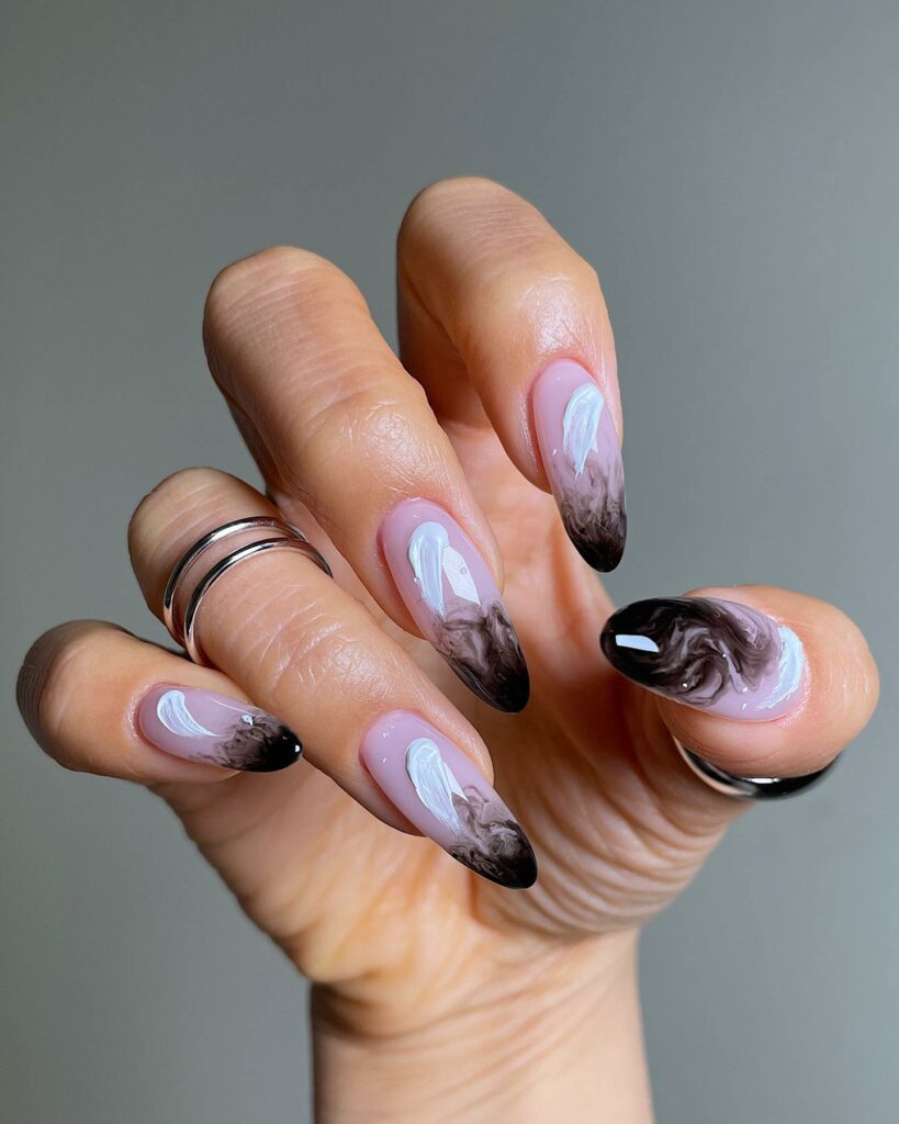 Nude Black Ombré Nails