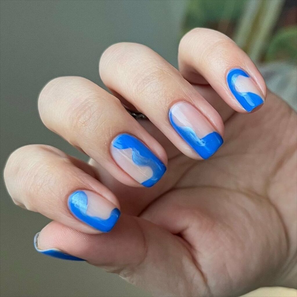 Ocean Waves blue ombre nails