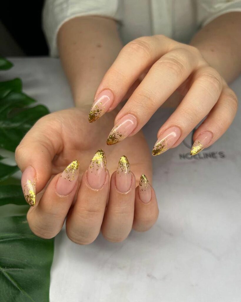 Gold And Rose Gold Flakes Nails ✨ #shorts 