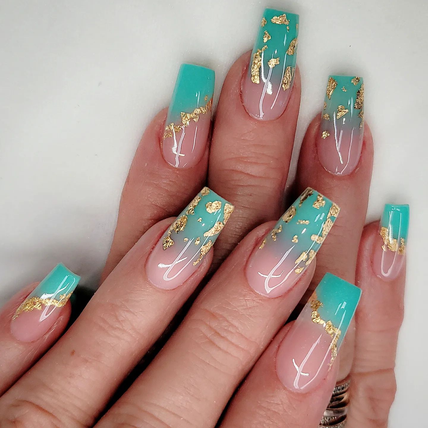 Ombre Teal Nails 