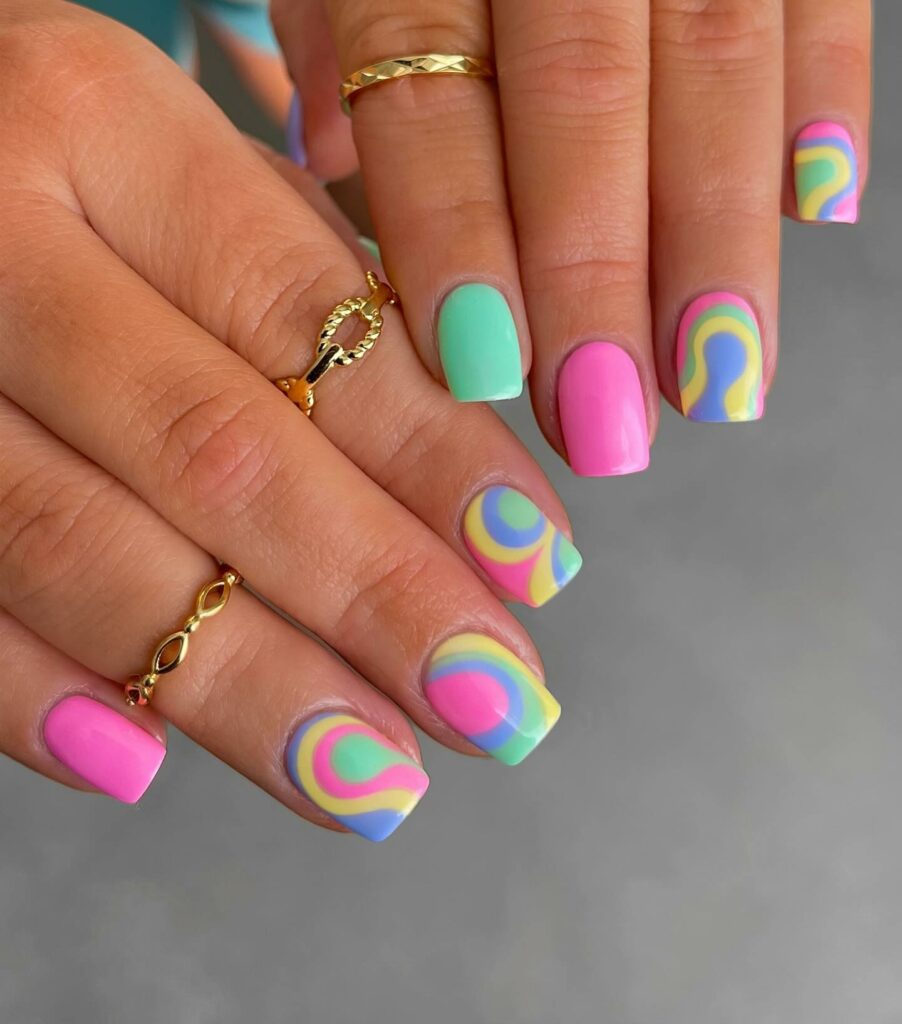 Pastel Glitter pride nails