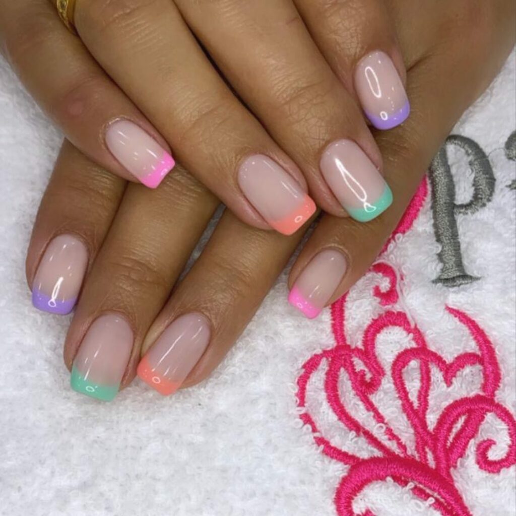 The Elegance of Pastel Square French Nails
