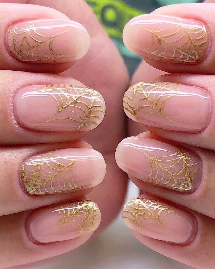 Pastel cobweb nails