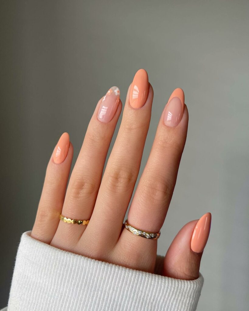 Peach pastel nails
