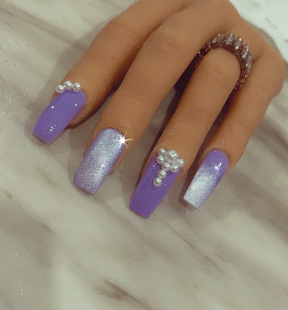 Pearlescent Purple Mermaid Nails