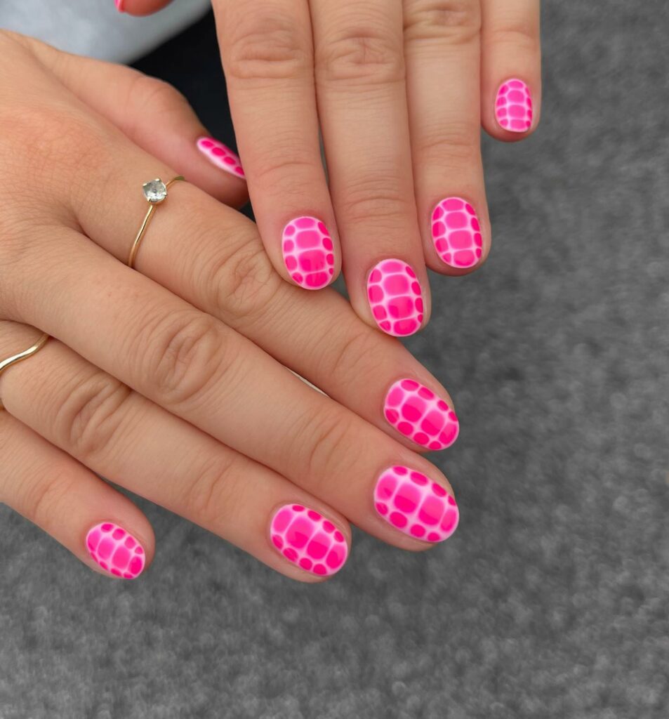 Pink Croc Round Nails