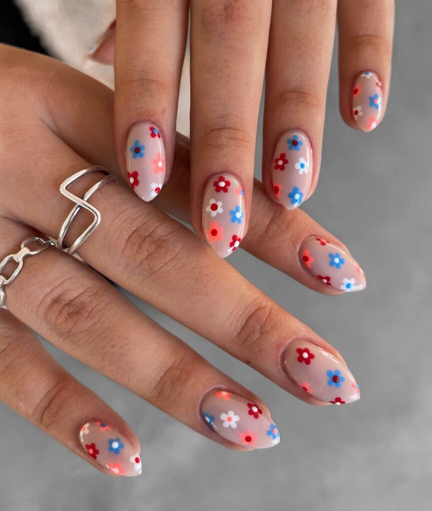 Pink Daisy nails