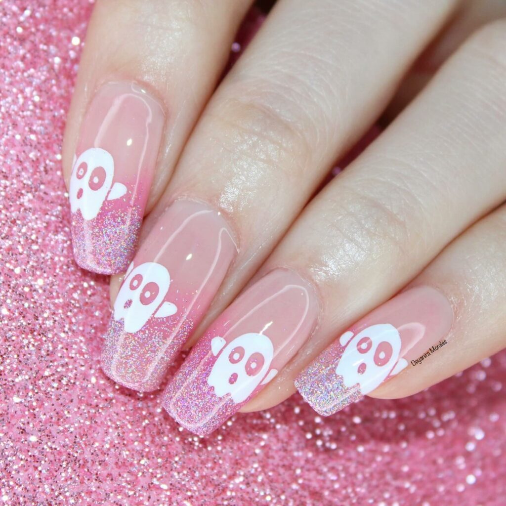 Pink Ghost Nails