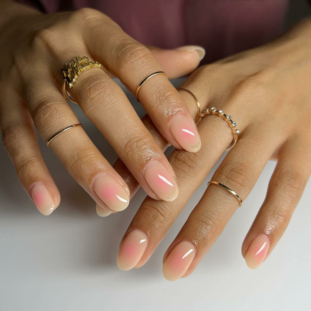  Nude Pink Nails in Rounded Perfection