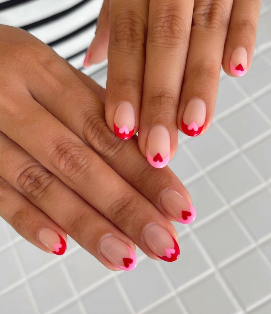 Short French Tips Nails in Pink Hues