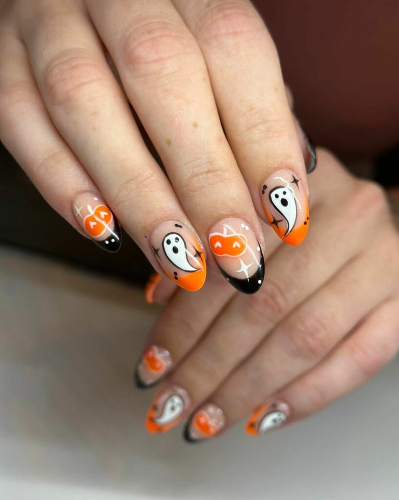 Pumpkin Ghost Nails