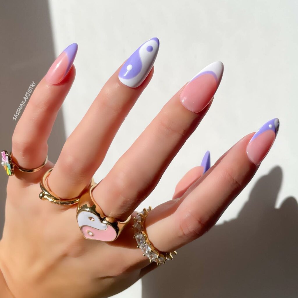 Purple Yin Yang Nails