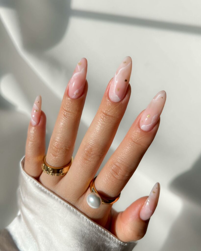 Quartz rose gold nails