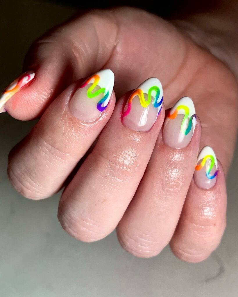 Rainbow Drips pride nails
