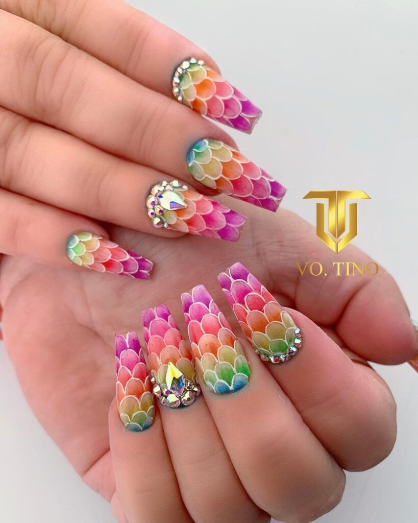 Rainbow Mermaid Nails