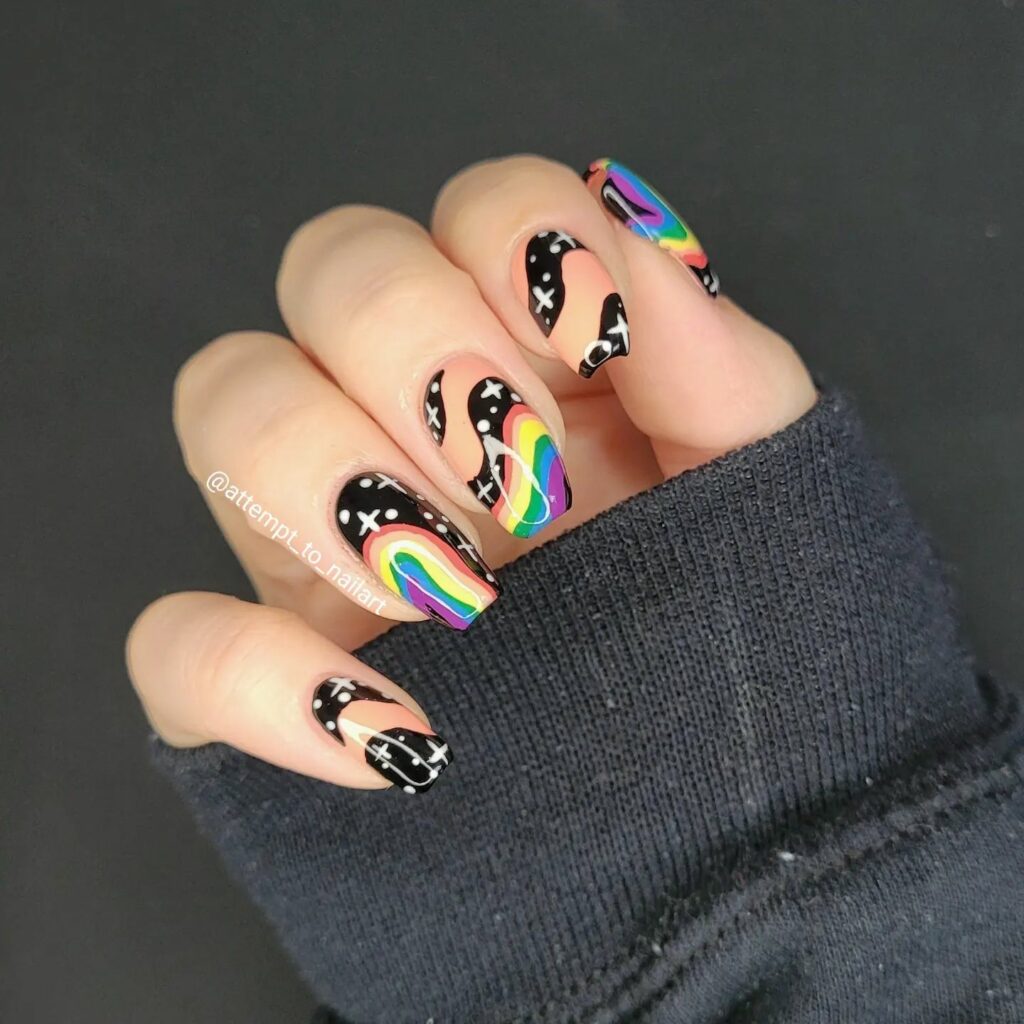 Rainbow pride nails