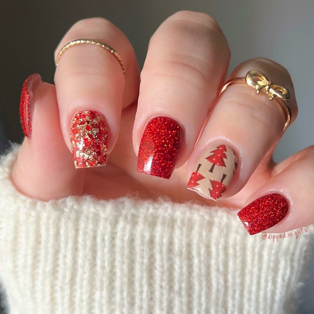 Ravishing Red and Gilded Gold Nails