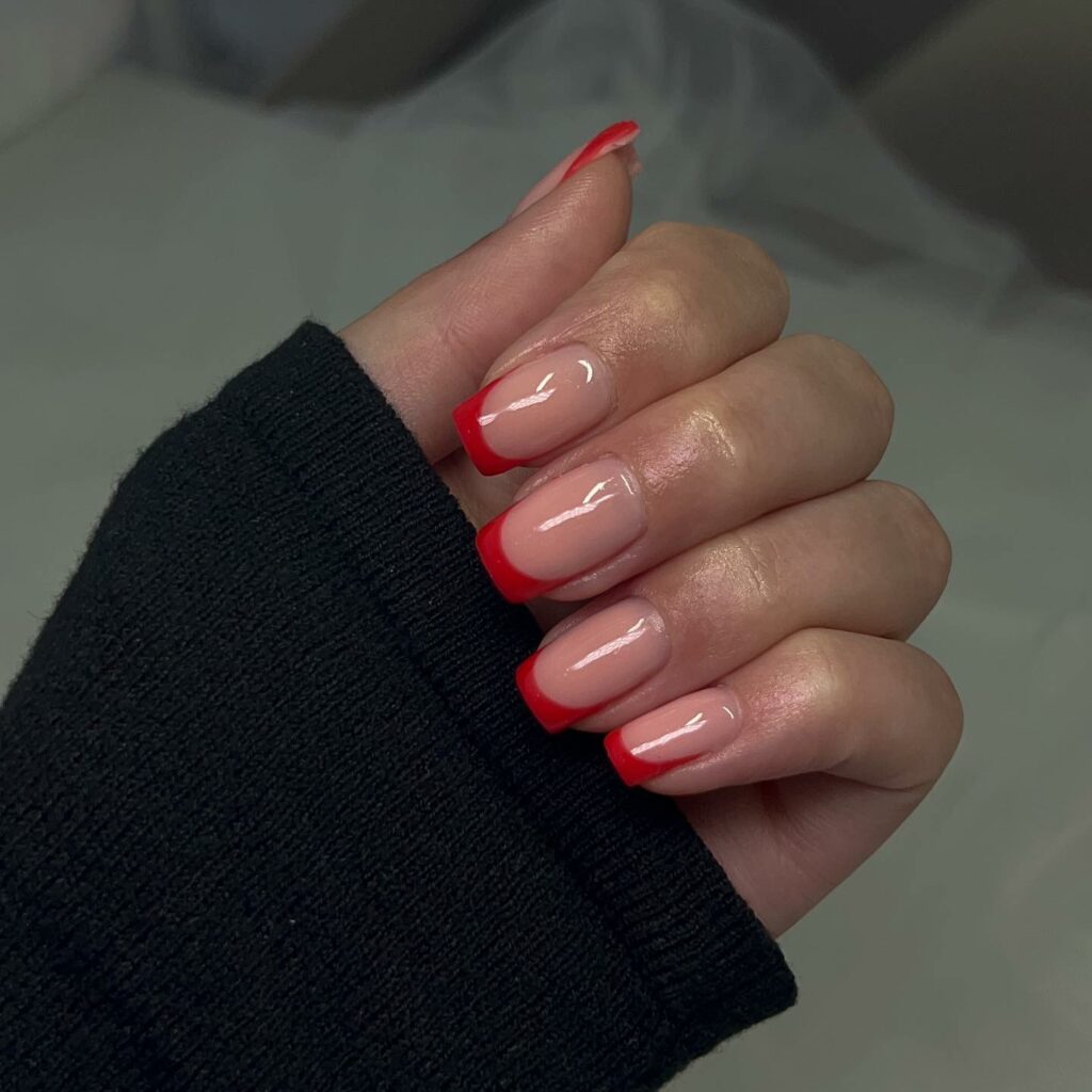 Valentine Red Short French Nails