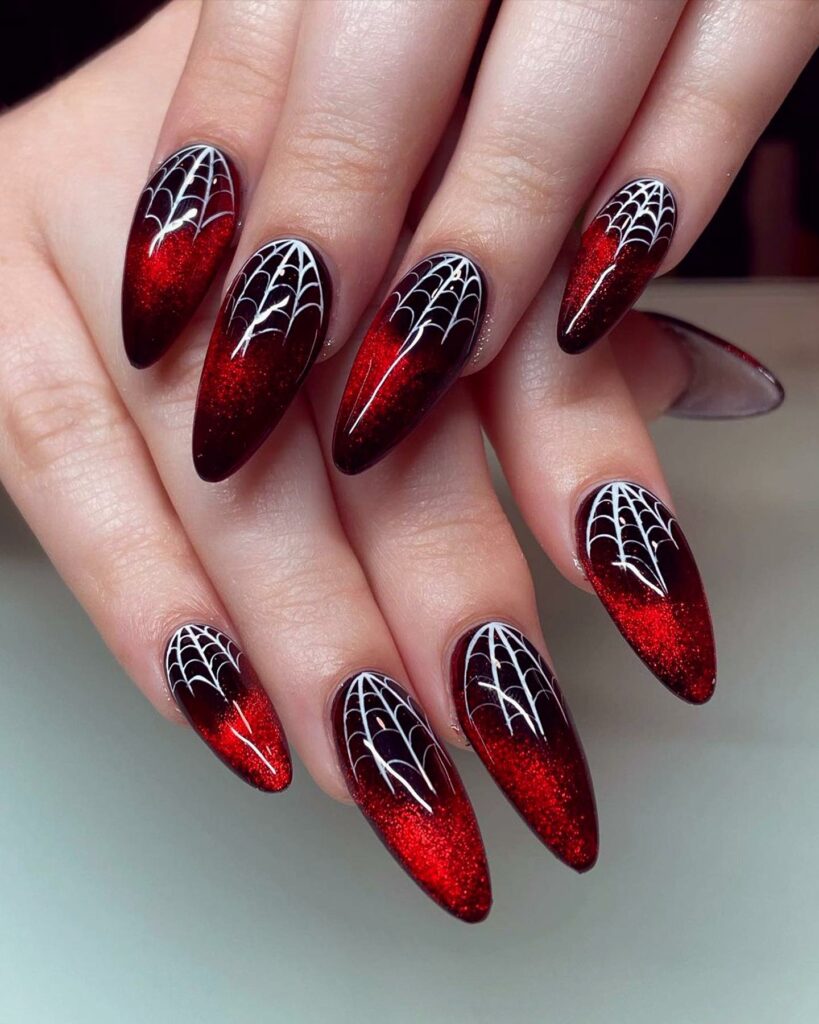 Red spider web nails