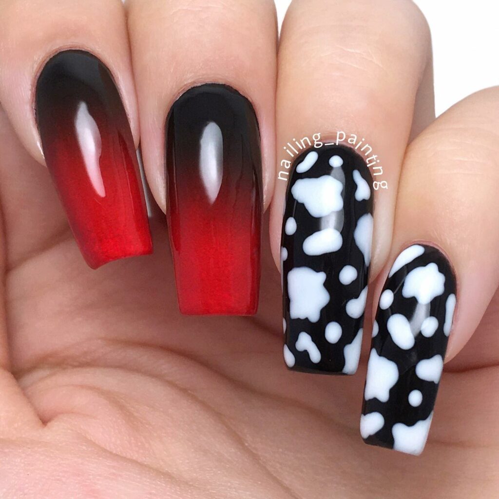 Reverse Black and Red nails