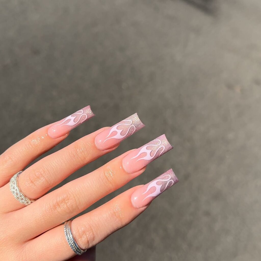 Rose Gold Flames nails