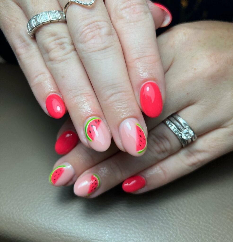 Round Watermelon Nails Charm
