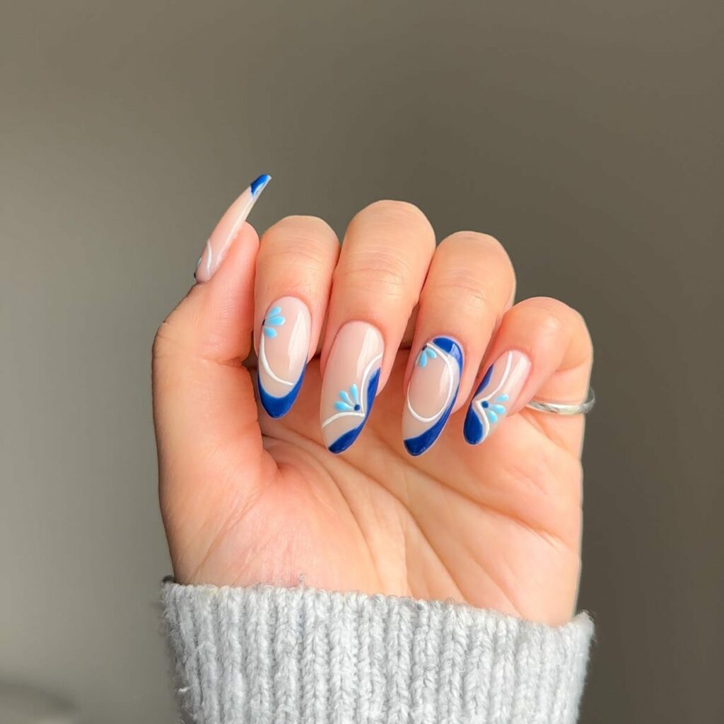 Regal Royal Blue Preppy Nails
