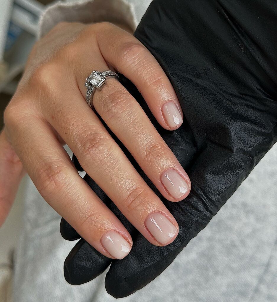 Short Milky Cloud Nails