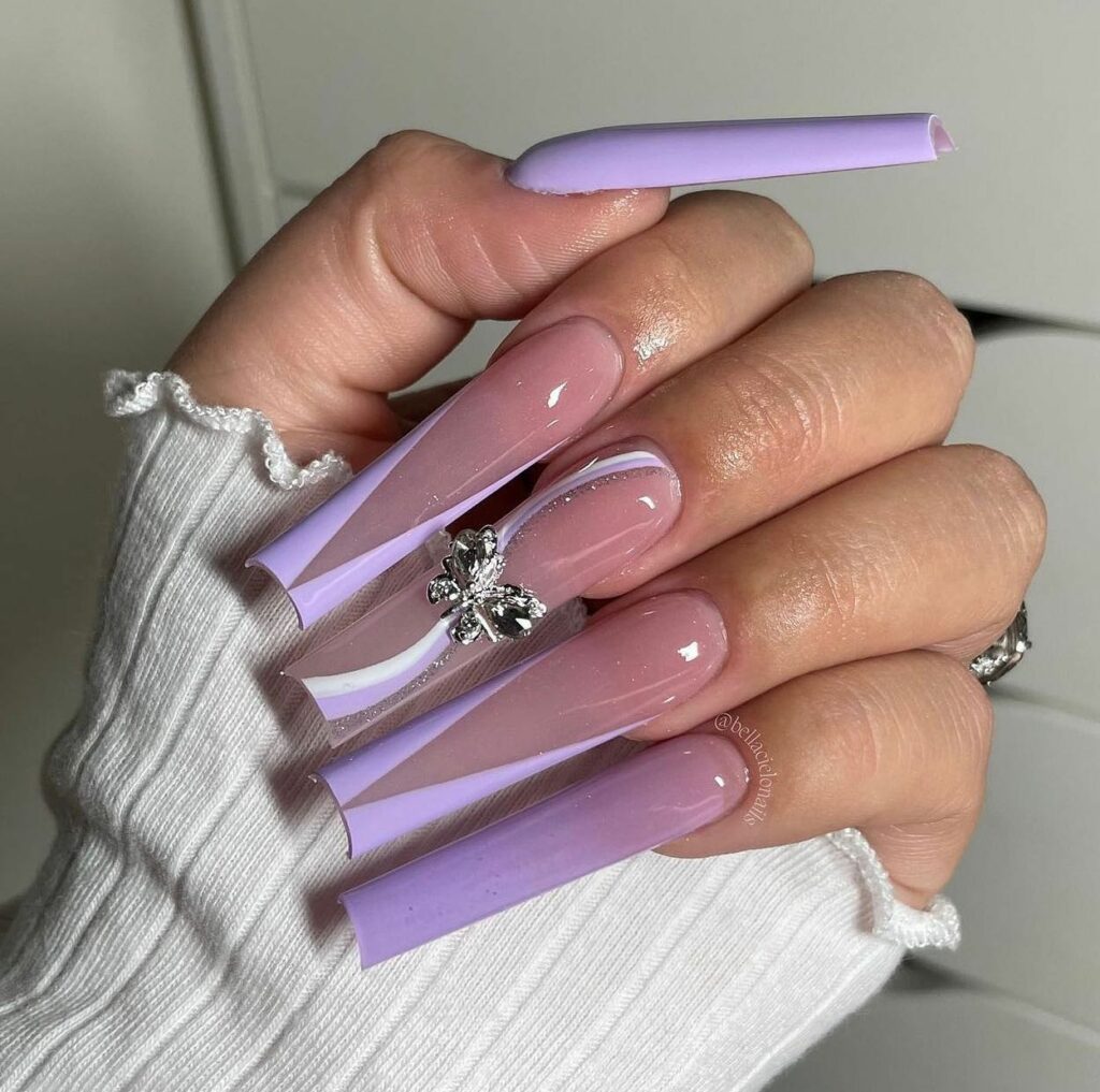 Silver Light Purple nails