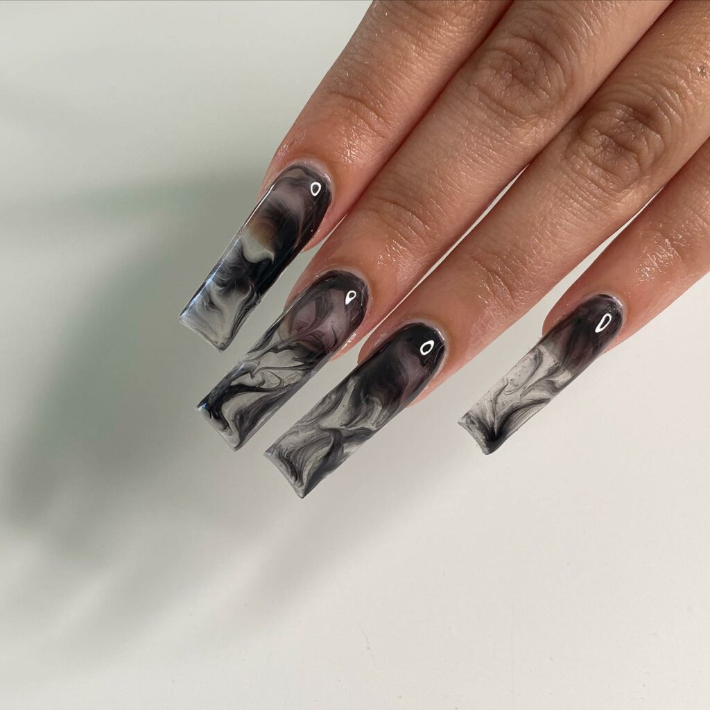 Smoky Black Black Halloween nails