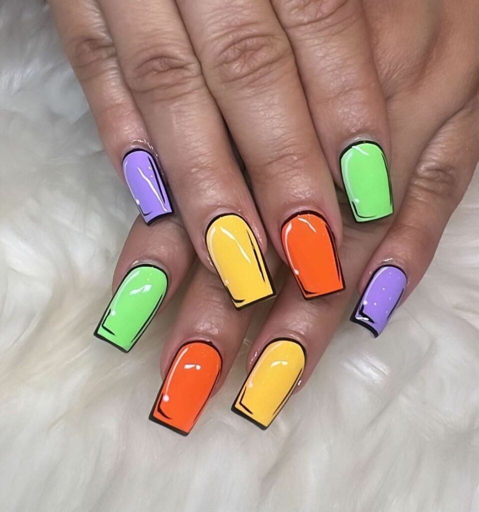 Perfectly Square Cartoon Nails