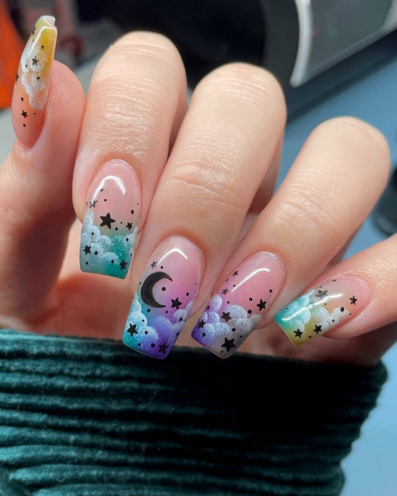 Starry Night Cloud Nails
