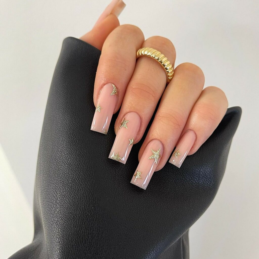 Starry Nude Pink Nails