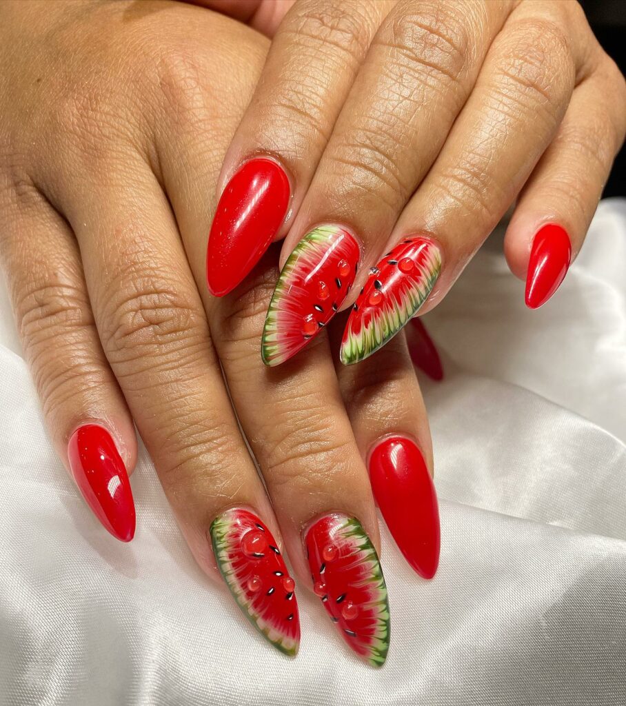 Stiletto Watermelon Nails Edge
