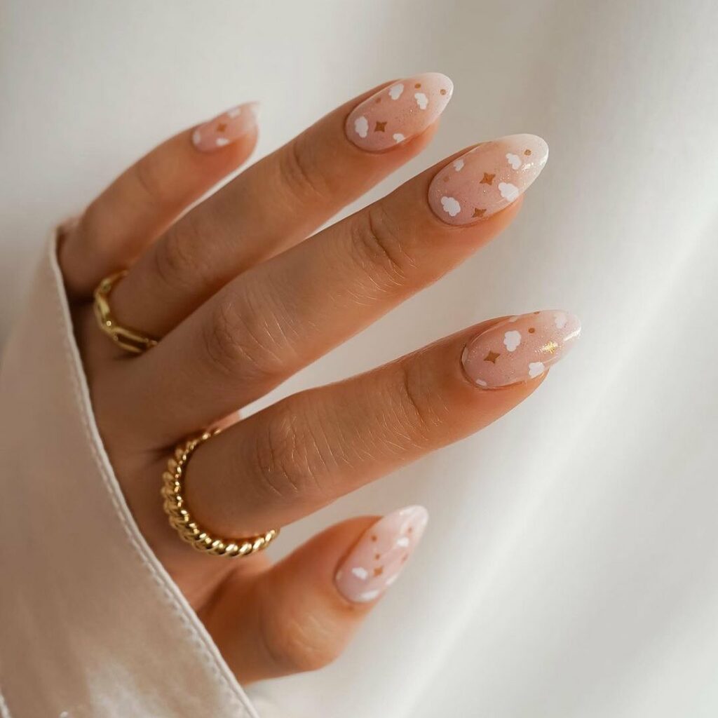 Sweet Almond Shaped Cloud Nails
