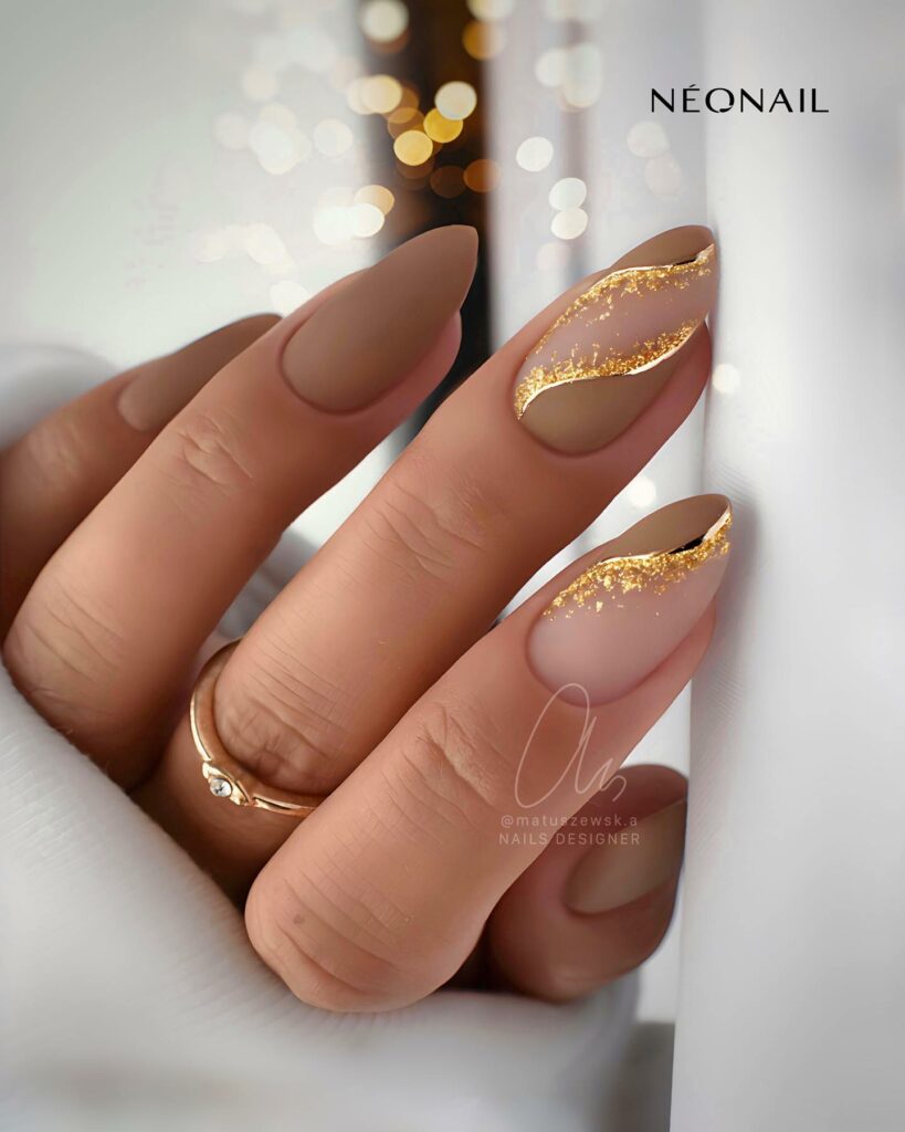 Swirl Glitter Gold Nails Charms